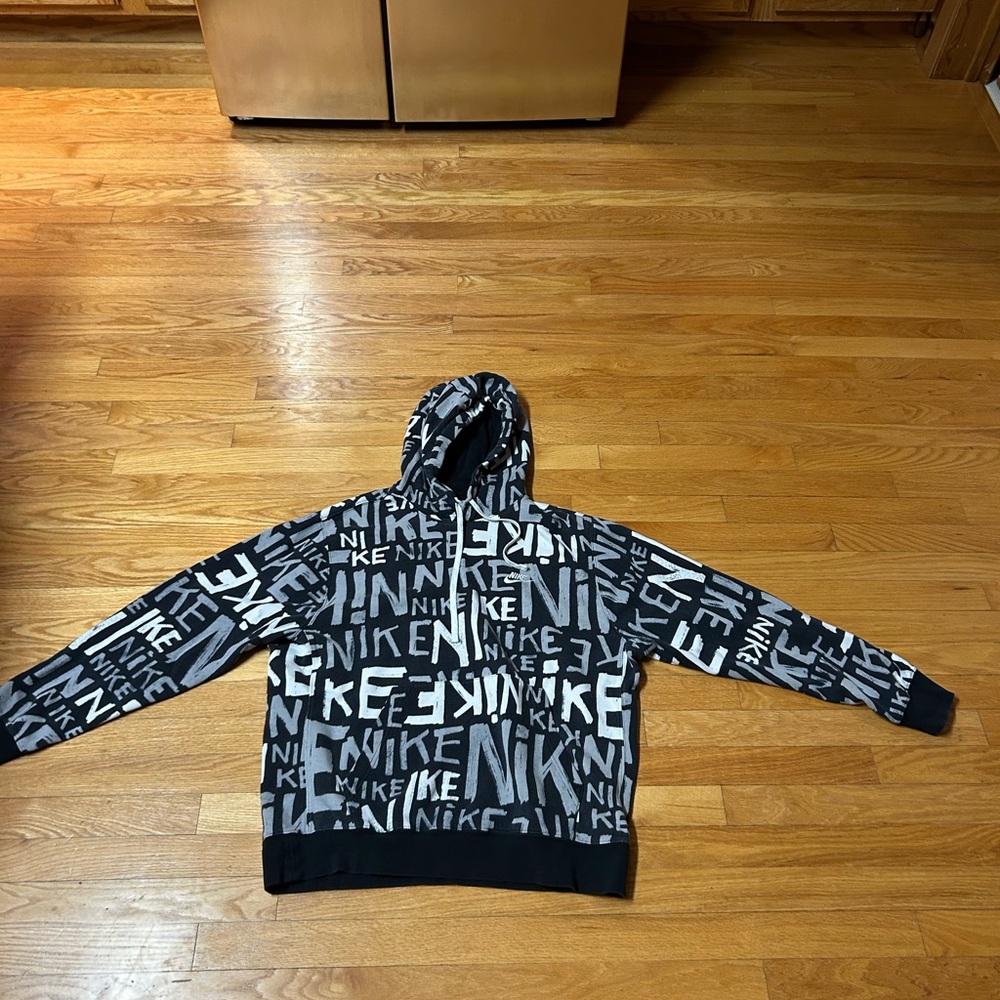 Nike Black and Gray Logo Hoodie